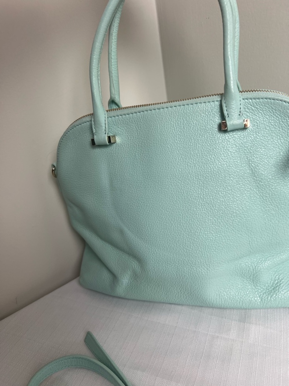 kate spade Spa Blue Pebbled Leather Satchel with Removable Strap - Picture 6 of 8